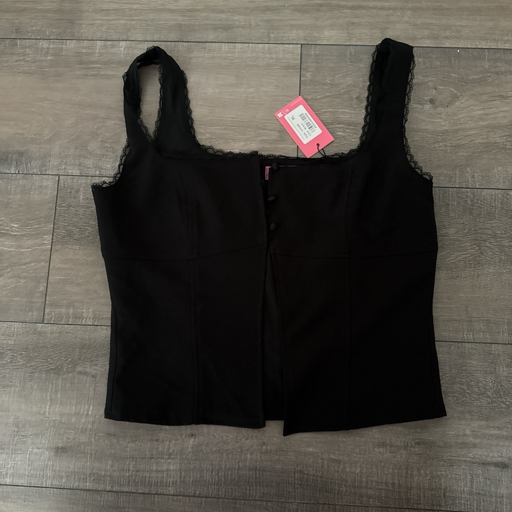 Edikted Black Lace Trim Crop Top